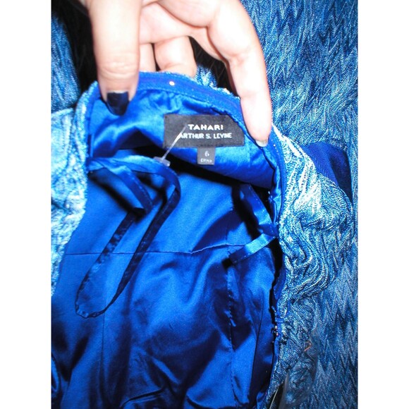 New Womens NWT Tahari Dress Sail Away Maxi Long Strapless Straps 2 Blue White - Picture 9 of 12